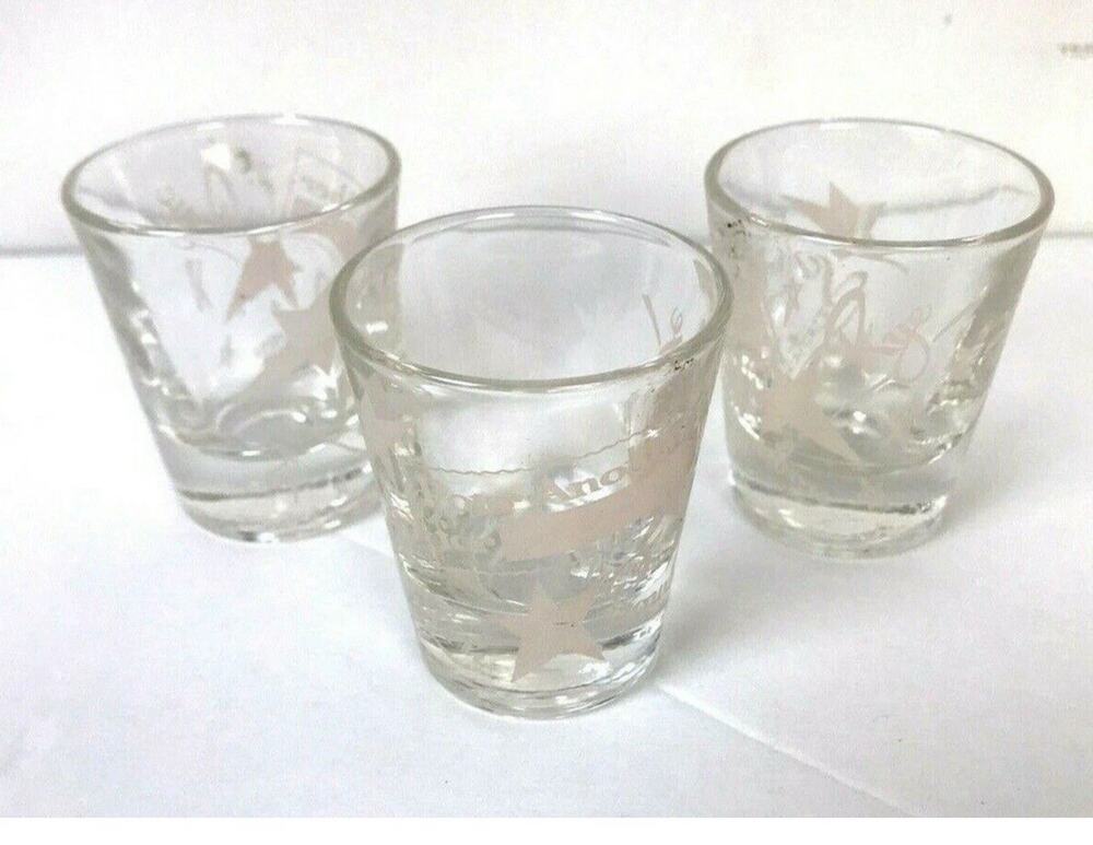 Shot Glasses Barware Set of 3 Atomic Burst Stars Party Drinkware Retro